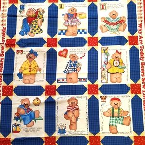 Vintage "Why Are Teddy Bears So Loveable?" Quilt Front